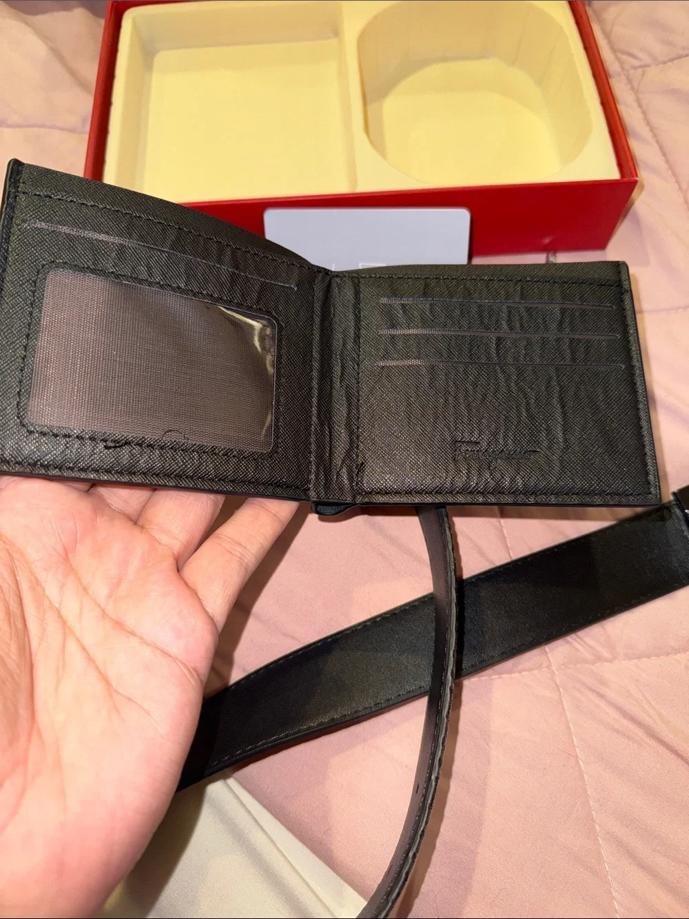 Salvatore Ferragamo Black Embossed Leather Belt with Gunmetal Gancini Buckle